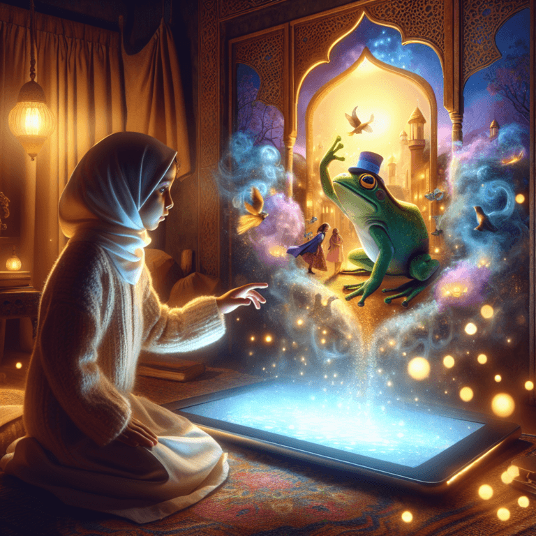 La rana e il cappello blu - Una rana elegante con un cappello troppo grande cerca di non farlo volare via